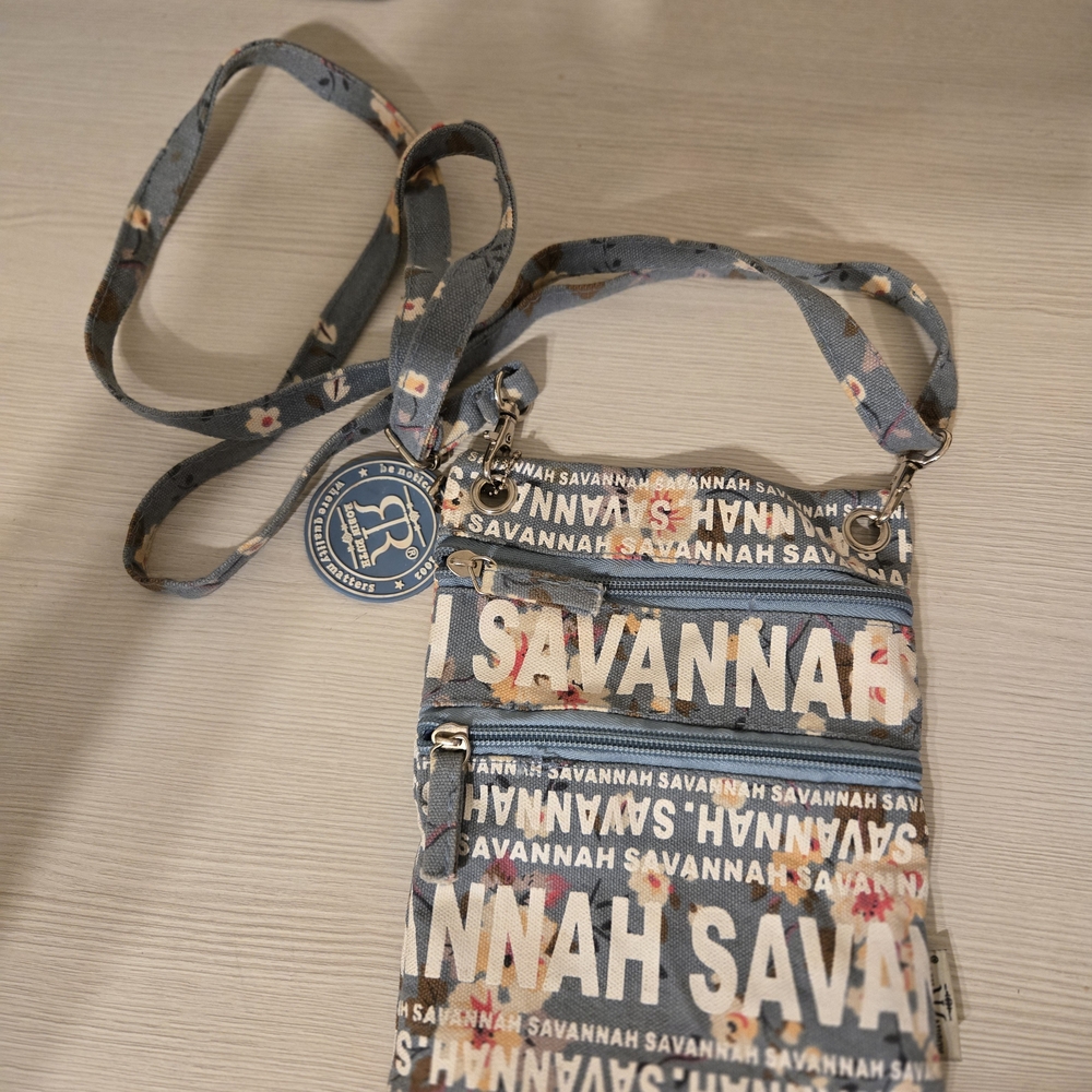 Blue and White‎ Crossbody Bag with Adjustable Strap
